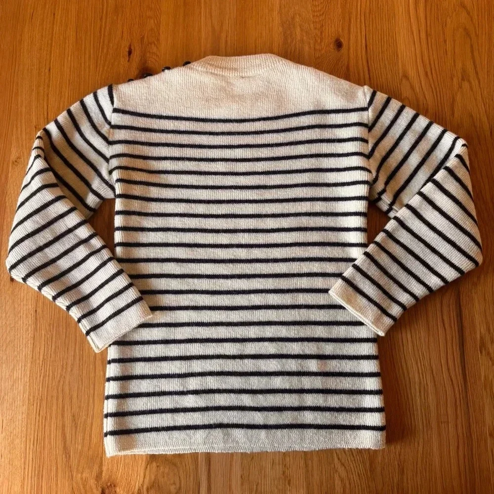 Saint James Navy and Cream Striped Sweater - Picture 6 of 15